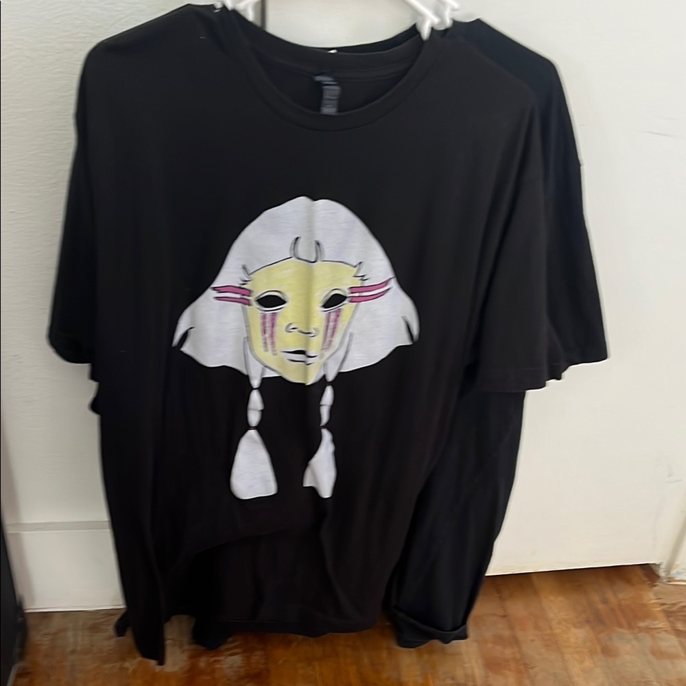 Aurora Tour Black Graphic T-Shirt with Unique Face Design